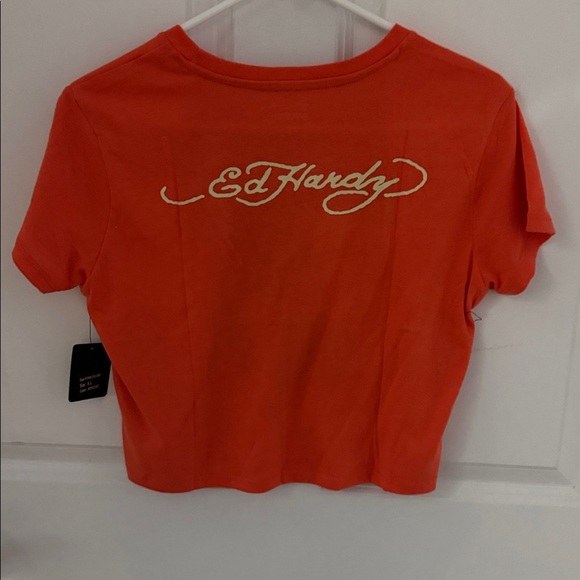 Ed Hardy Orange Tee with Graphic Design - Picture 6 of 6